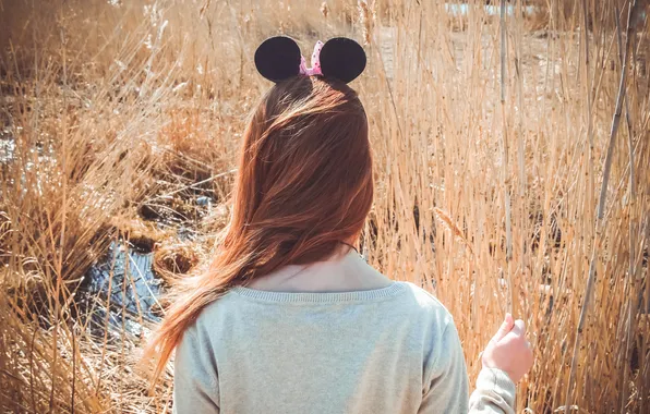 Girl, Mickey mouse, ryzhie hair