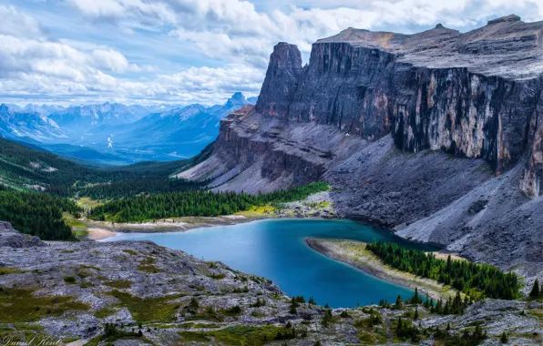 Forest, nature, lake, rocks, Canada, Banff National Park, Alberta, Canada