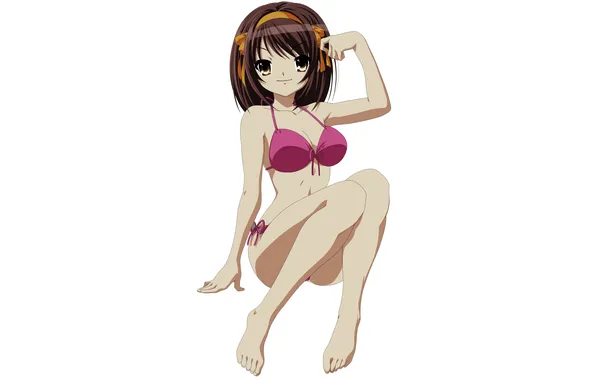 Girl, sexy, cleavage, long hair, legs, brown hair, boobs, anime