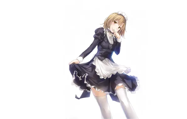 Stockings, white background, uniform, the maid, art, ruffles, Yahari Ore no Seishun Love Come wa …