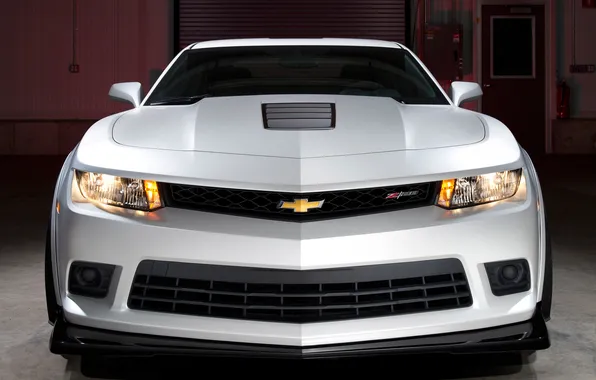 Picture white, lights, Chevrolet, Camaro, the front, Z/28