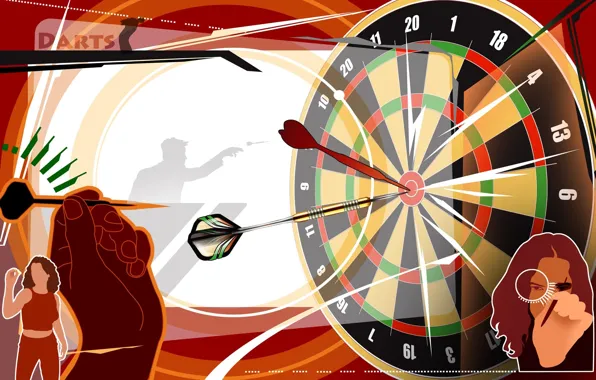 Picture abstraction, Wallpaper, vector, silhouette, target, dart, Darts