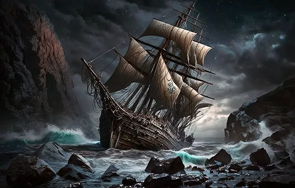Ship, sailboat, fantasy