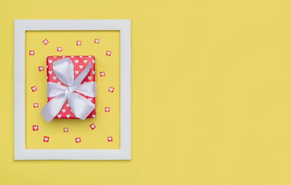 Yellow, squares, background, holiday, box, gift, color, frame