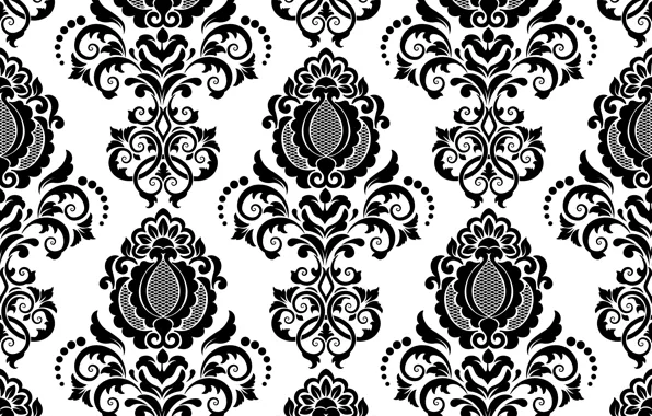 Picture white, flowers, background, black, texture, ornament
