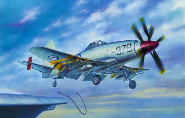 Picture art, airplane, painting, aviation, Westland Wyvern