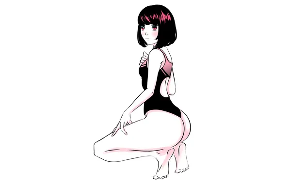 Girl, sexy, ass, legs, sexy girl, anime, beautiful, red eyes