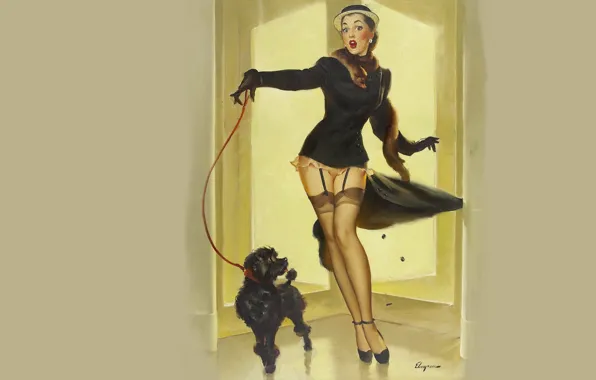 Girl, background, dog