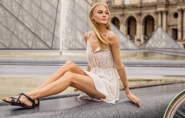 Picture girl, dress, beautiful, model, sweet, blonde, long-haired, Nancy Ace