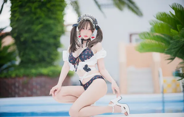 Girl, sexy, model, pretty, asian, cute, adorable, ponytails