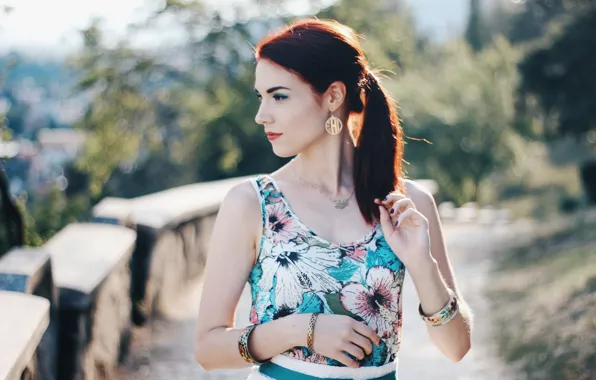 Picture girl, dress, bokeh