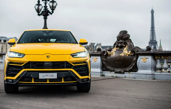 Paris, Lamborghini, Eiffel tower, front view, 2018, Urus