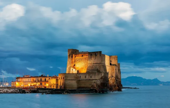 The sky, landscape, clouds, the city, castle, the evening, Italy, fortress