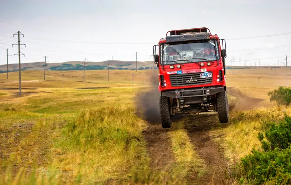 Red, Sport, Truck, Race, Rally, Rally, The front, The roads