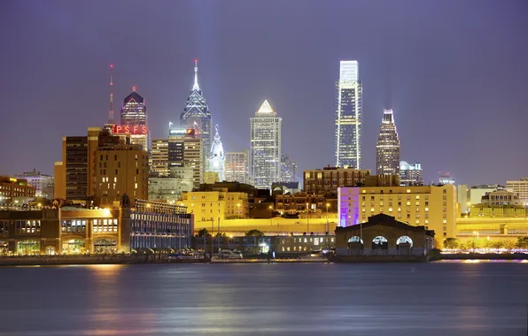 Night, lights, home, New York, skyscrapers, USA