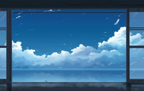 Wallpaper sea, the sky, by K.Hati, clouds, bells