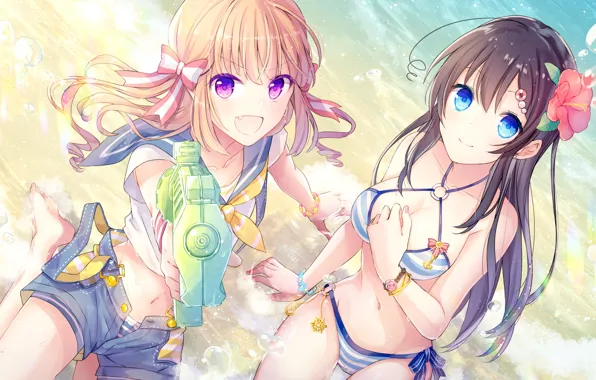 Beach, Girls, Gun, Summer, Decoration, Heat