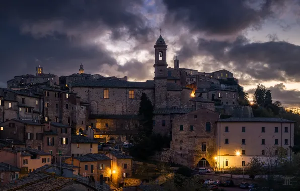 Montepulciano, Clouds, Italien, Church