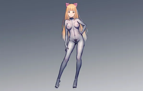 Girl, sexy, bodysuit, long hair, nipples, boobs, anime, beautiful