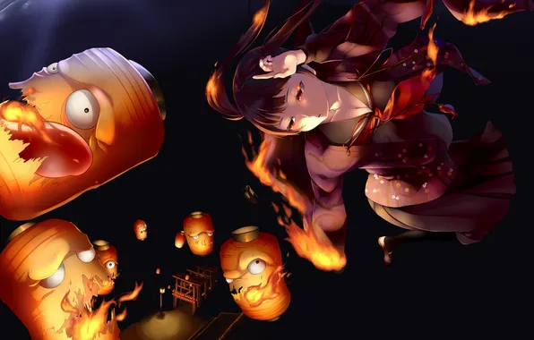 Girl, lights, magic, lights, gesture, art, dushe