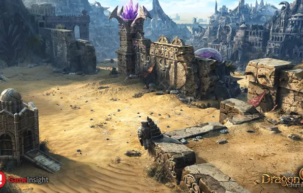 Crystal, the city, wall, dragon eternity, sand city