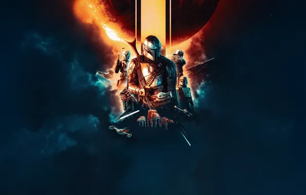 Poster, Pedro Pascal, Mandalorian and Grog, The Mandalorian & Grogu, fiction, Pedro Pascal