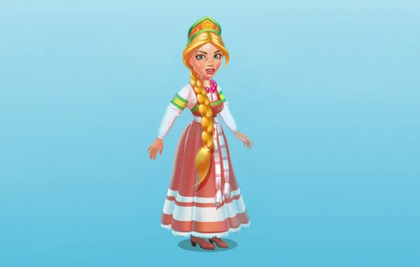 Figure, Girl, Braid, Art, Art, Russian girl, National costume, Kokoshnik