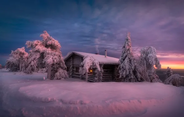 Picture winter, snow, hut