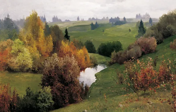 Landscape, nature, oil, picture, canvas, Andrei Schilder, The ravine