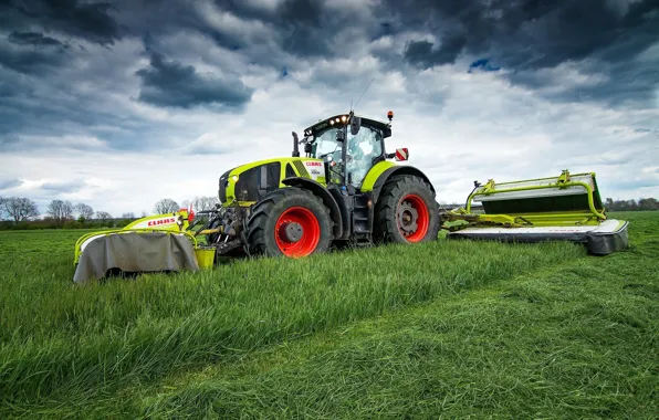 Picture field, the sky, grass, tractor, Claas Axion 950