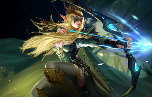 Girl, Girl, Bow, Elf, Fantasy, Elf, Art, Art