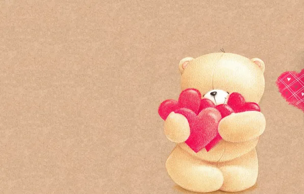 Picture background, mood, holiday, heart, art, bear, Valentine's Day, children's