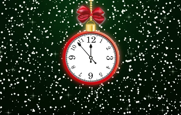Winter, Minimalism, Snow, Time, Watch, Background, New year, Holiday