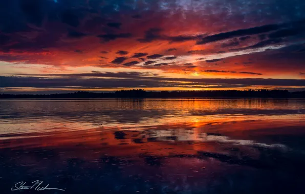 The sky, water, clouds, reflection, sunset, river, the evening, Oregon