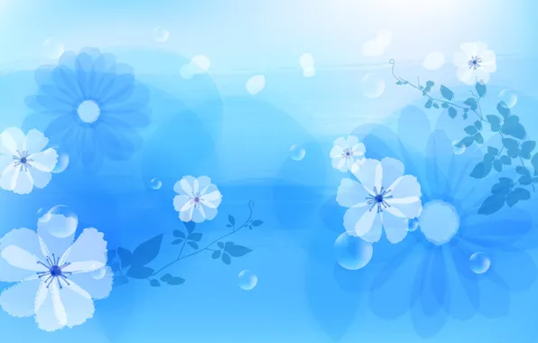 Flowers, abstraction, blue, flower, design, abstact
