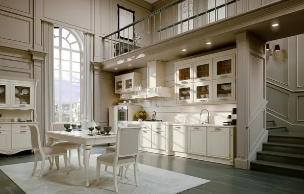 Style, interior, Italy, kitchen, dining room, dining area, Italian design, luxury villa