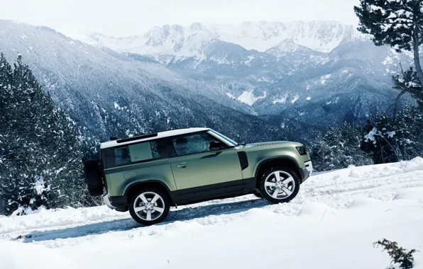 Picture Land Rover, snow, 4x4, new, Defender, suv, 2020, montains