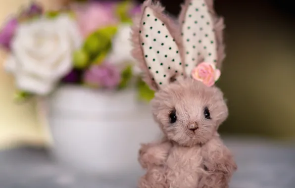 Picture flower, toy, ears, Bunny