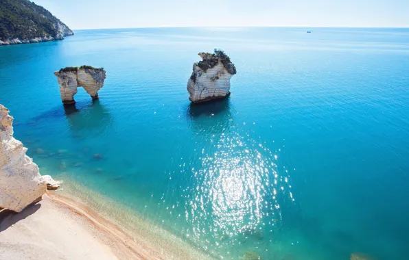 Picture sea, summer, rocks, Italy, Gargano