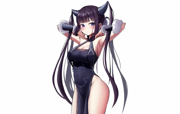 Picture girl, sexy, cleavage, long hair, dress, boobs, anime, beautiful