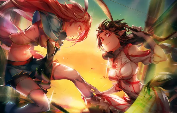 Weapons, girls, sword, anime, art, the battle, pgouwoderen