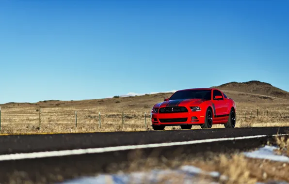Red, mustang, Mustang, red, ford, Ford, boss, black stripe