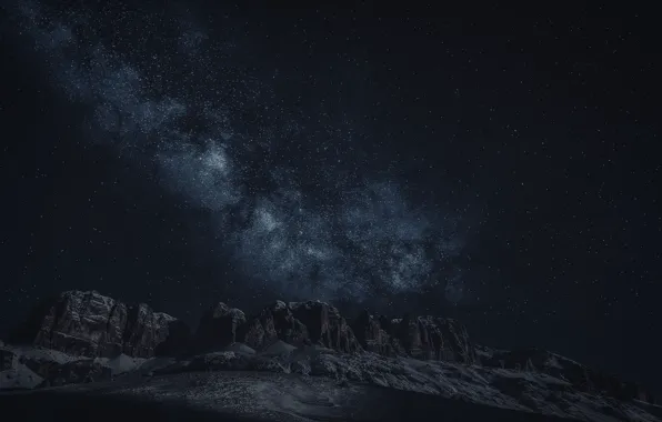 Night, Stars, Mountain, Rock, Space, Landscape, Rock, The Milky Way