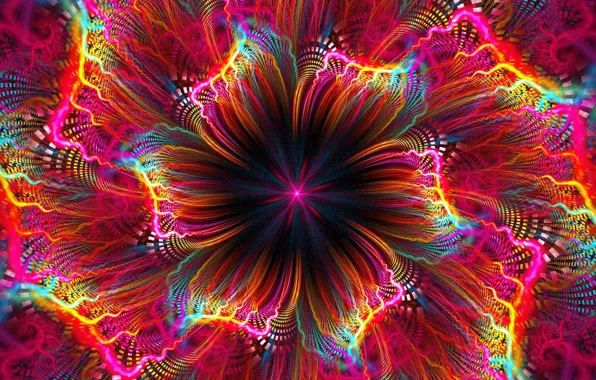 Picture flower, bright colors, fractal, flower, computer graphics, fractal, bright colors, computer graphics