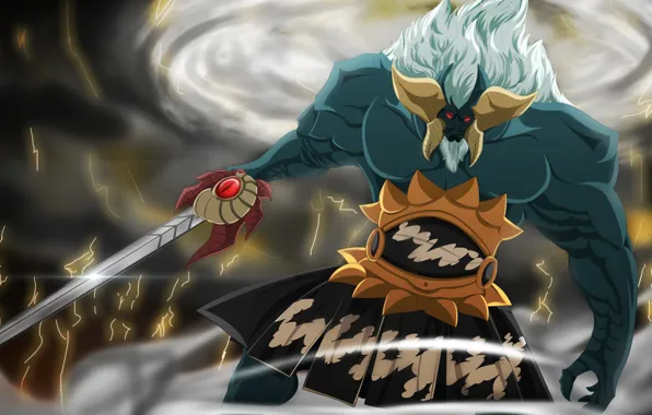 Sword, game, storm, armor, sky, big, lightning, God of War