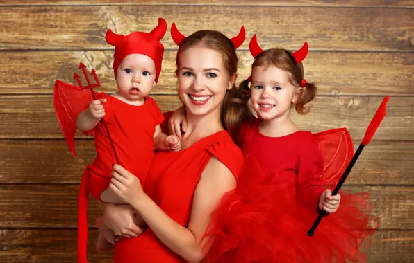 Holiday, costume, girl, mom