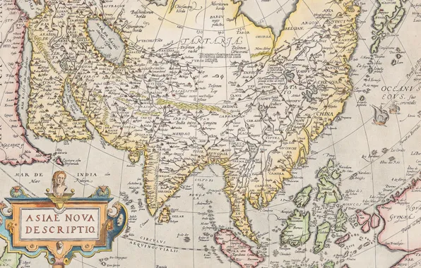 Asia, Atlas, old maps, old maps, Abraham Ortelius, Theatre Of The World, Antwerp 1574-1612, Asia …