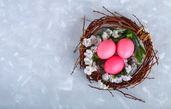 Flowers, eggs, Easter, basket, flowers, eggs, easter, decoration