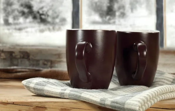 Cold, winter, snow, window, frost, mug, Cup, winter