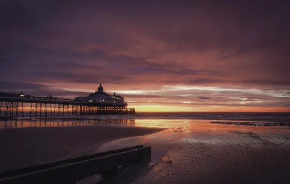 Picture sunset, bridge, shore
